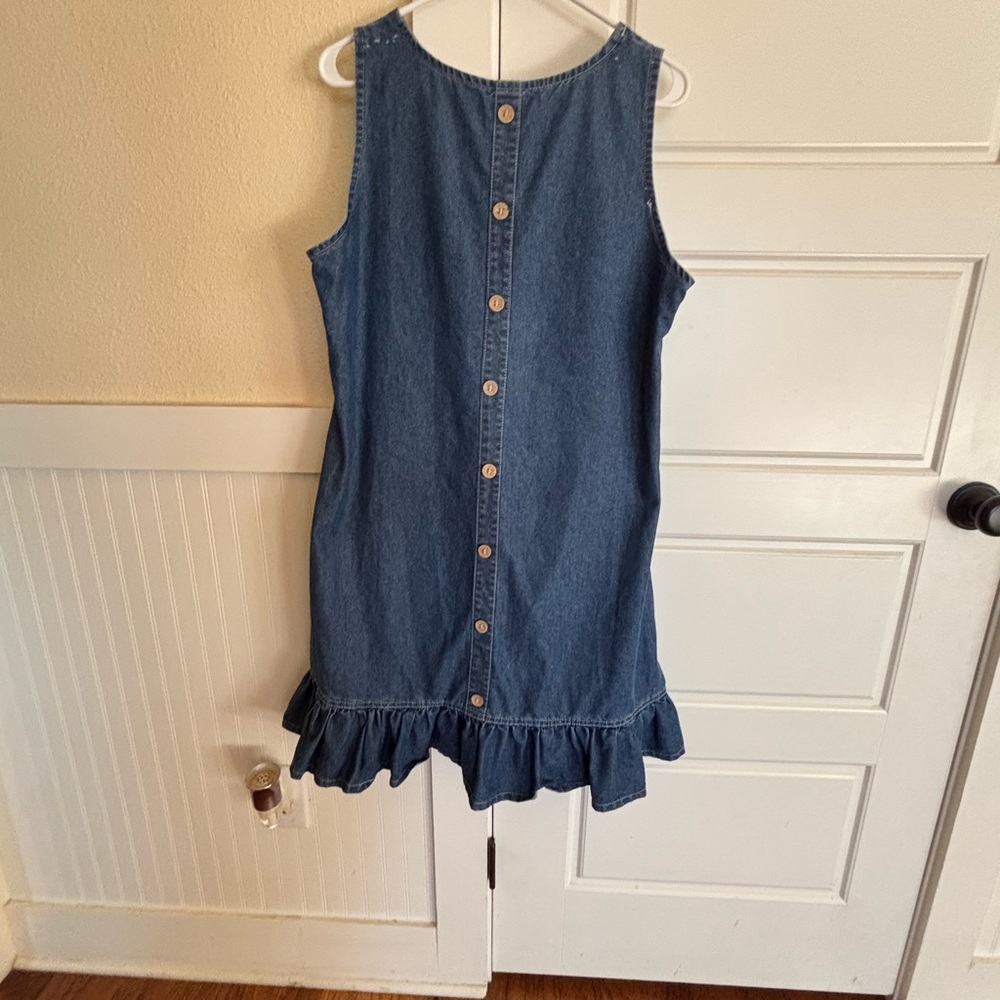 SHEIN Kids Blue Denim Dress with Ruffle Hem